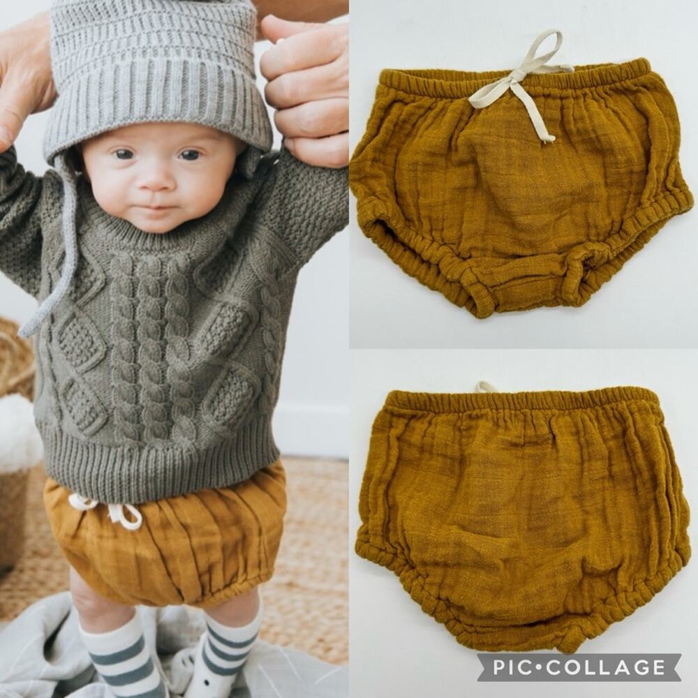 Jamie‎ Kay Organic Cotton Gauze Bloomers In Mustard Size 6-12mos. Unisex